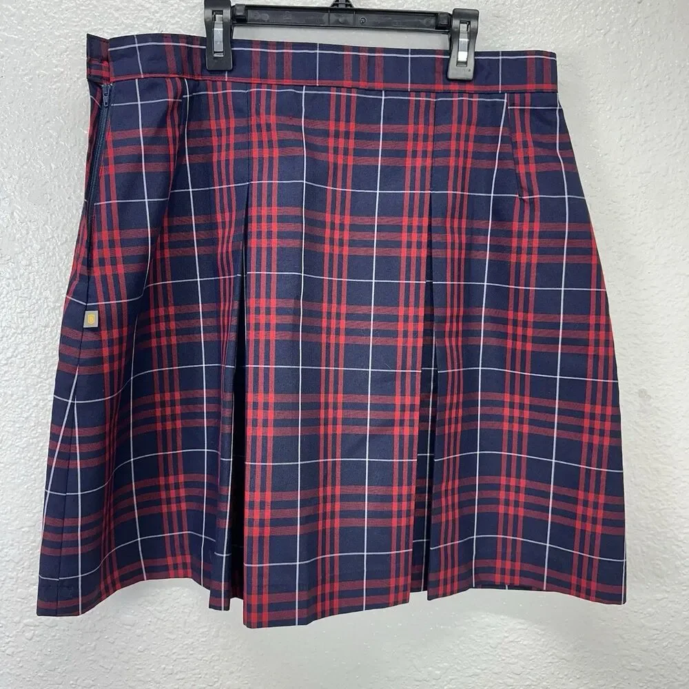 Dennis Uniform Girls Ward Plaid Stitched Down Kick Pleat School Skirt Junior 15